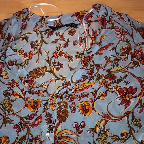 Zara Tops Zara Blue Floral Top Poshmark